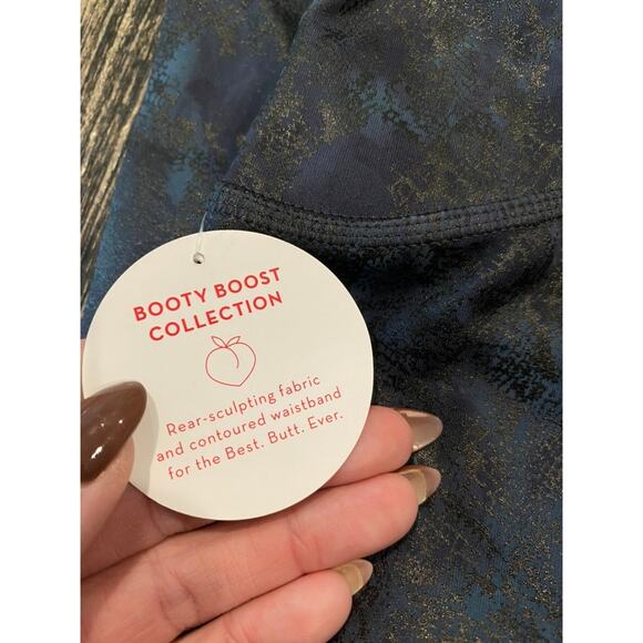 SPANX Booty Blaster 7/8 Legging Faux Snakeskin Navy Reptile XS - Picture 6 of 7